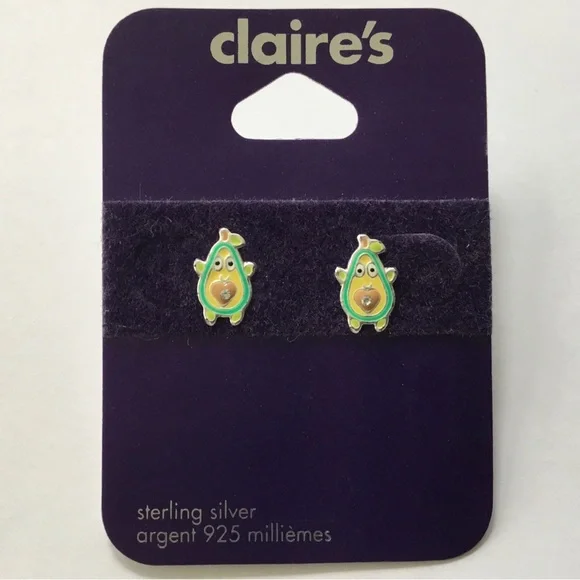 New Claire’s Sterling Silver and Enamel Avocado Stud Earrings - Picture 2 of 4